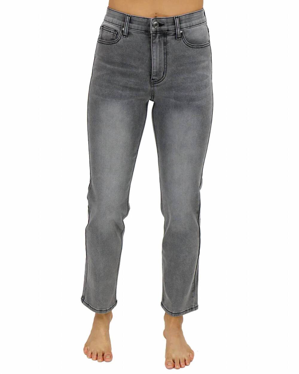 NEW GRACE AND LACE skinny straight leg waist shaper jeans in grey wash